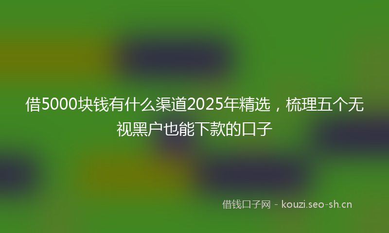 借5000块钱有什么渠道2025年精选，梳理五个无视黑户也能下款的口子