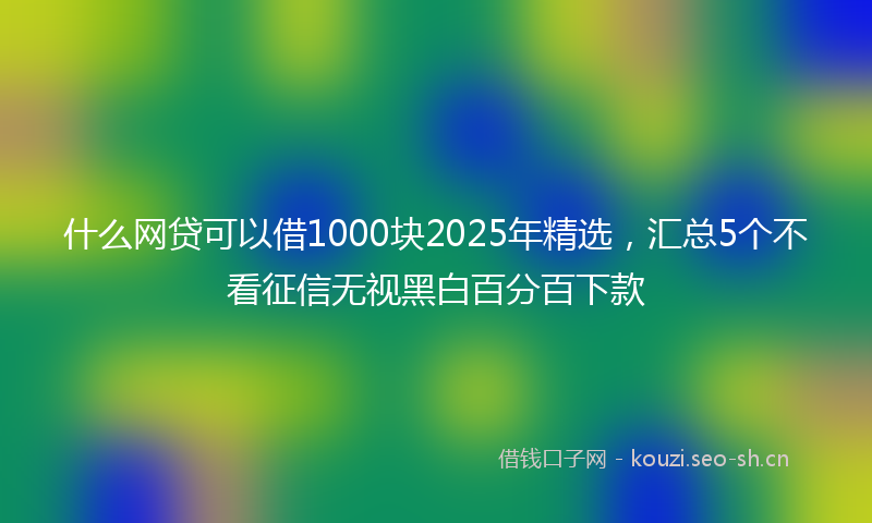 什么网贷可以借1000块2025年精选，汇总5个不看征信无视黑白百分百下款