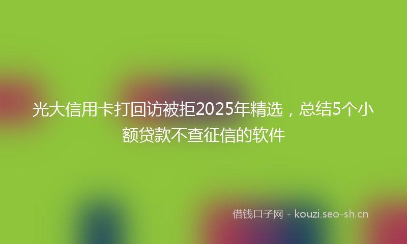 光大信用卡打回访被拒2025年精选，总结5个小额贷款不查征信的软件