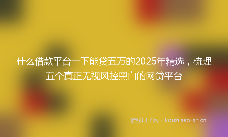 什么借款平台一下能贷五万的2025年精选，梳理五个真正无视风控黑白的网贷平台