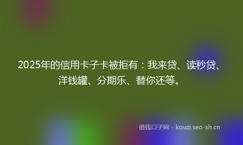 2025年的信用卡子卡被拒有：我来贷、读秒贷、洋钱罐、分期乐、替你还等。