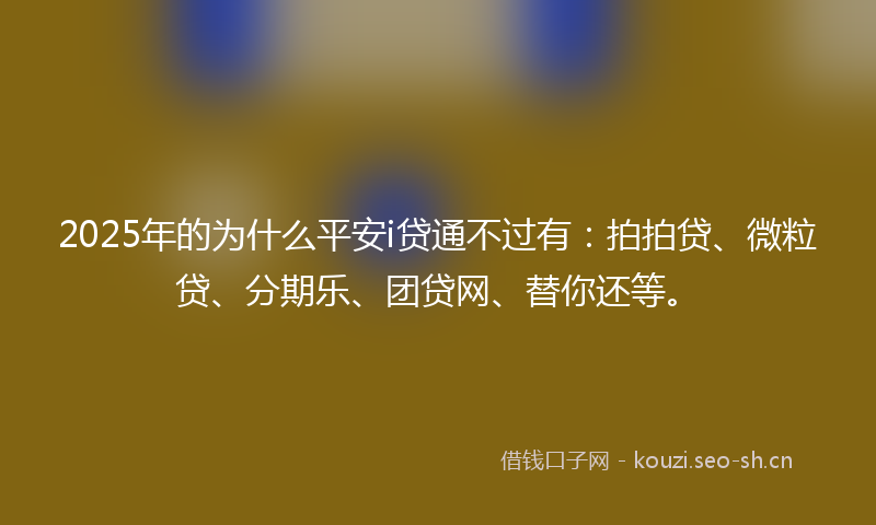 2025年的为什么平安i贷通不过有：拍拍贷、微粒贷、分期乐、团贷网、替你还等。