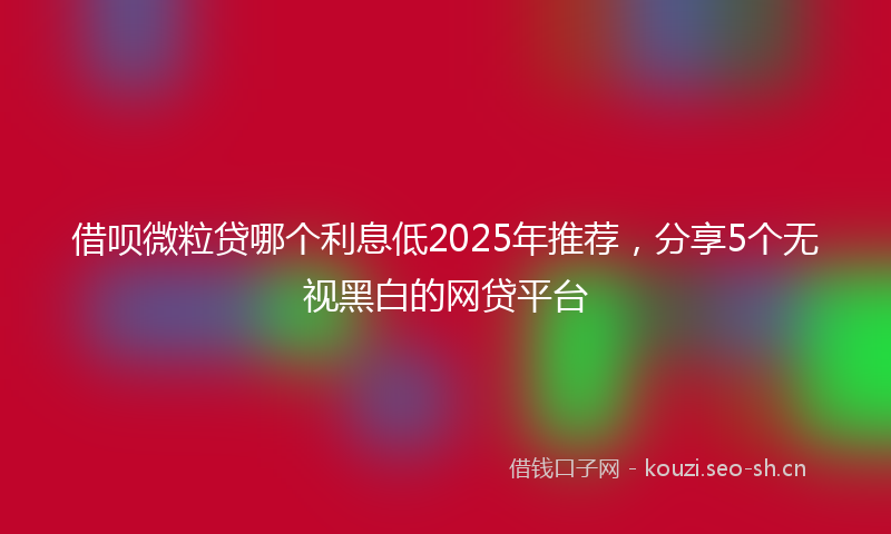借呗微粒贷哪个利息低2025年推荐，分享5个无视黑白的网贷平台