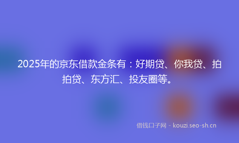 2025年的京东借款金条有：好期贷、你我贷、拍拍贷、东方汇、投友圈等。