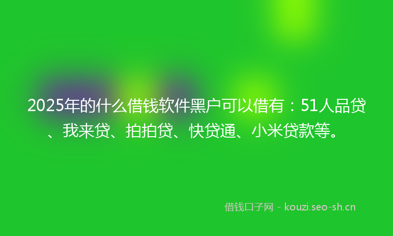 2025年的什么借钱软件黑户可以借有：51人品贷、我来贷、拍拍贷、快贷通、小米贷款等。