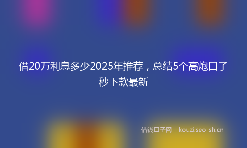 借20万利息多少2025年推荐，总结5个高炮口子秒下款最新
