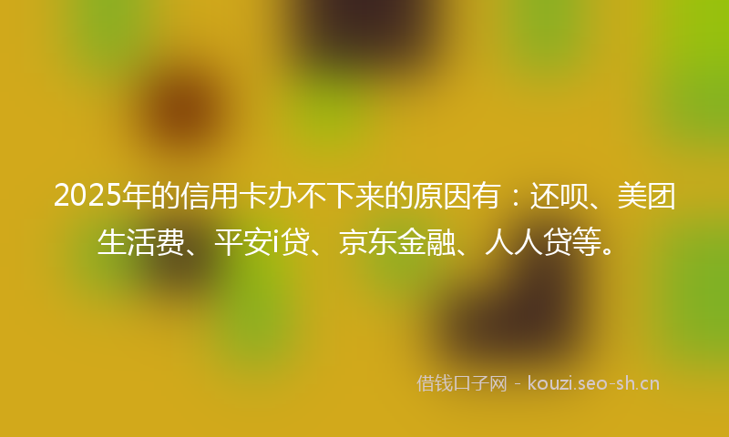 2025年的信用卡办不下来的原因有：还呗、美团生活费、平安i贷、京东金融、人人贷等。