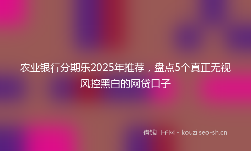 农业银行分期乐2025年推荐，盘点5个真正无视风控黑白的网贷口子