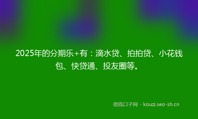 2025年的分期乐+有：滴水贷、拍拍贷、小花钱包、快贷通、投友圈等。
