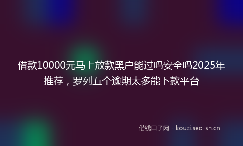 借款10000元马上放款黑户能过吗安全吗2025年推荐,罗列五个逾期太多能下款平台