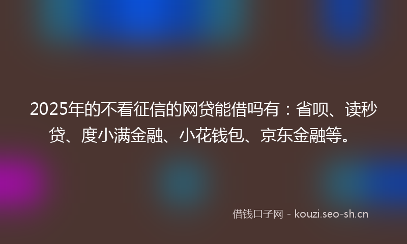2025年的不看征信的网贷能借吗有：省呗、读秒贷、度小满金融、小花钱包、京东金融等。