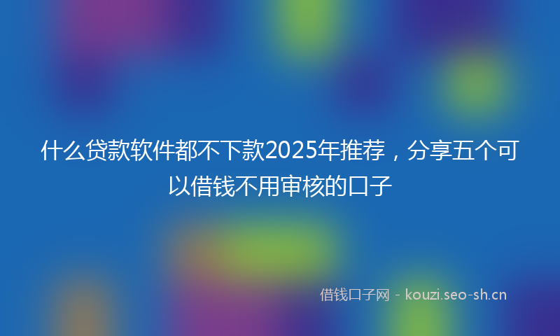 什么贷款软件都不下款2025年推荐,分享五个可以借钱不用审核的口子