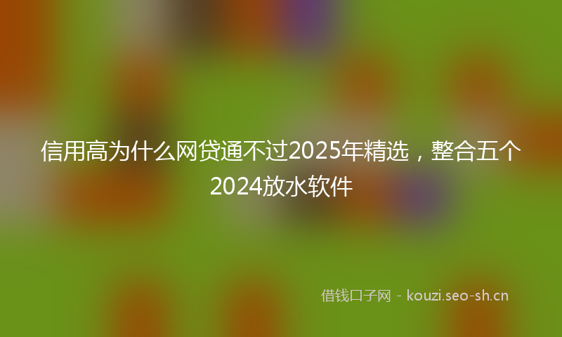 信用高为什么网贷通不过2025年精选，整合五个2024放水软件