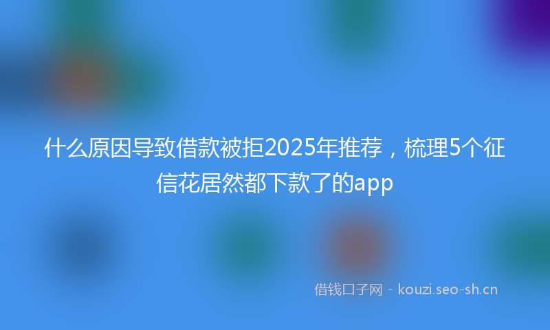 什么原因导致借款被拒2025年推荐，梳理5个征信花居然都下款了的app