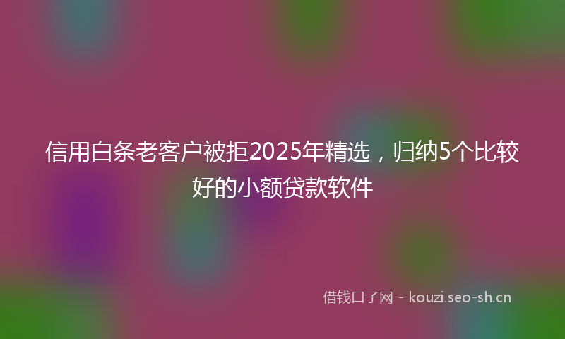 信用白条老客户被拒2025年精选,归纳5个比较好的小额贷款软件