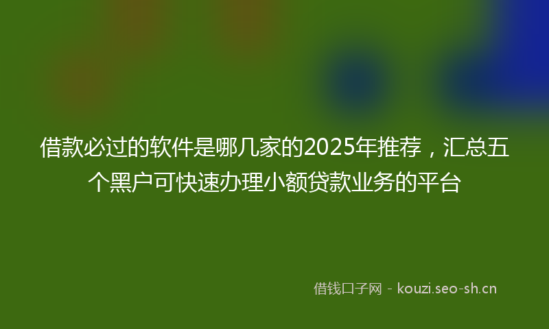 借款必过的软件是哪几家的2025年推荐，汇总五个黑户可快速办理小额贷款业务的平台