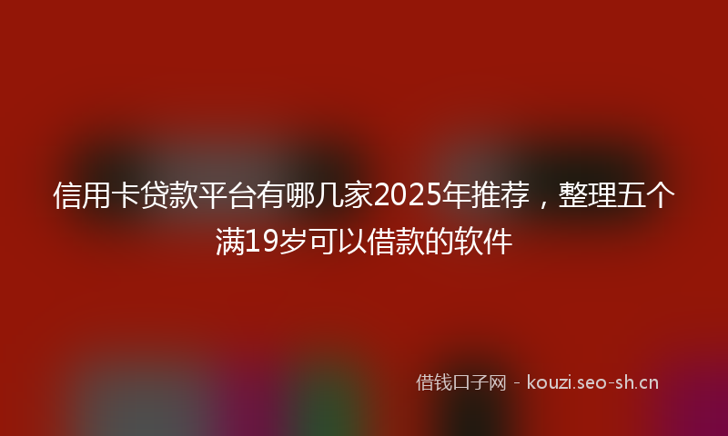 信用卡贷款平台有哪几家2025年推荐，整理五个满19岁可以借款的软件