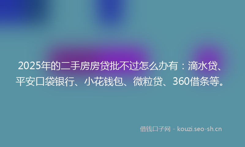 2025年的二手房房贷批不过怎么办有：滴水贷、平安口袋银行、小花钱包、微粒贷、360借条等。