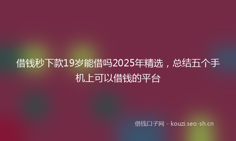 借钱秒下款19岁能借吗2025年精选，总结五个手机上可以借钱的平台