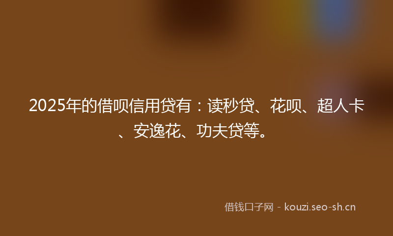 2025年的借呗信用贷有：读秒贷、花呗、超人卡、安逸花、功夫贷等。