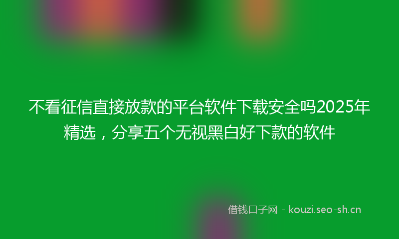 不看征信直接放款的平台软件下载安全吗2025年精选，分享五个无视黑白好下款的软件
