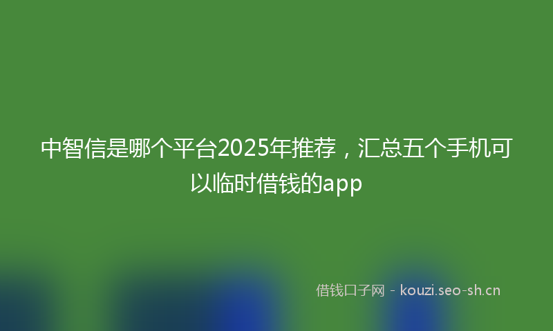 中智信是哪个平台2025年推荐，汇总五个手机可以临时借钱的app