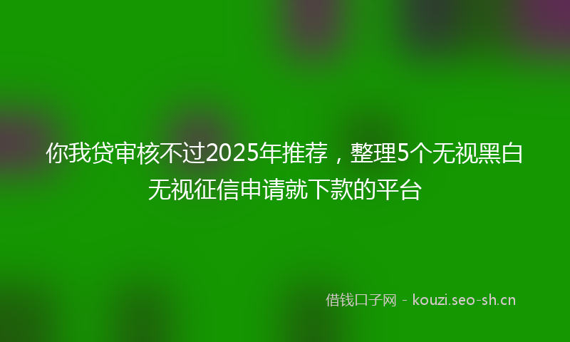 你我贷审核不过2025年推荐,整理5个无视黑白无视征信申请就下款的平台