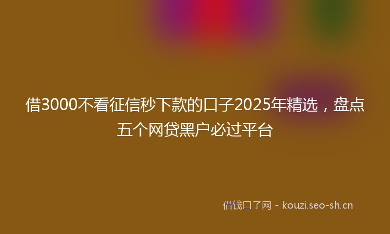 借3000不看征信秒下款的口子2025年精选，盘点五个网贷黑户必过平台