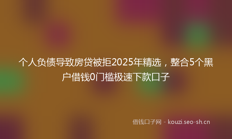 个人负债导致房贷被拒2025年精选,整合5个黑户借钱0门槛极速下款口子