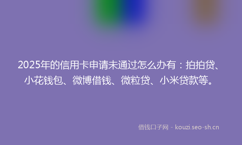 2025年的信用卡申请未通过怎么办有:拍拍贷、小花钱包、微博借钱、微粒贷、小米贷款等。