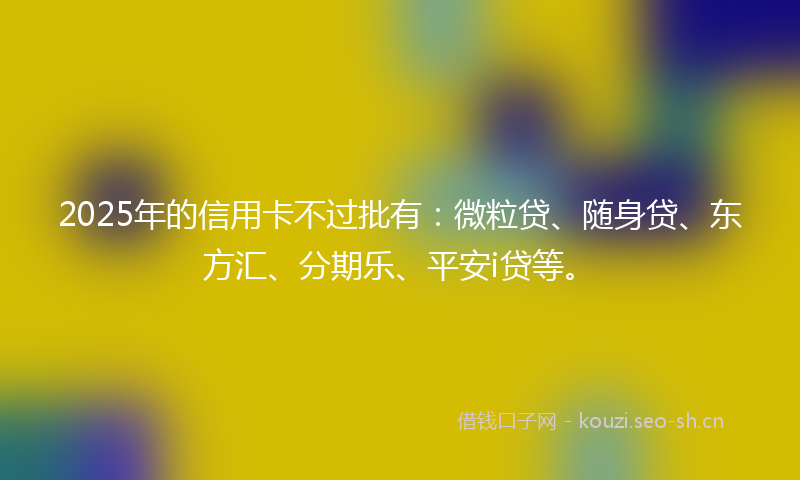 2025年的信用卡不过批有：微粒贷、随身贷、东方汇、分期乐、平安i贷等。
