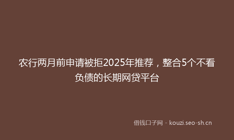 农行两月前申请被拒2025年推荐，整合5个不看负债的长期网贷平台