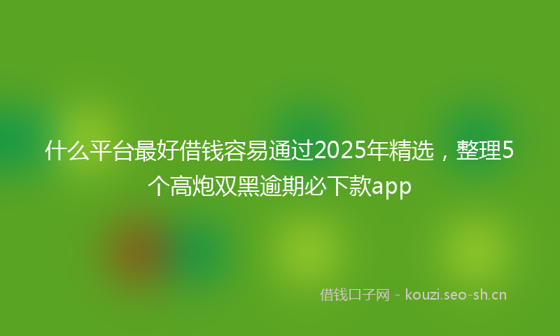 什么平台最好借钱容易通过2025年精选，整理5个高炮双黑逾期必下款app