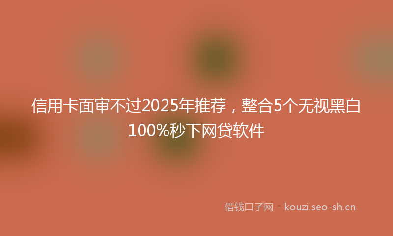 信用卡面审不过2025年推荐,整合5个无视黑白100%秒下网贷软件