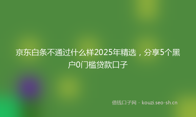京东白条不通过什么样2025年精选，分享5个黑户0门槛贷款口子