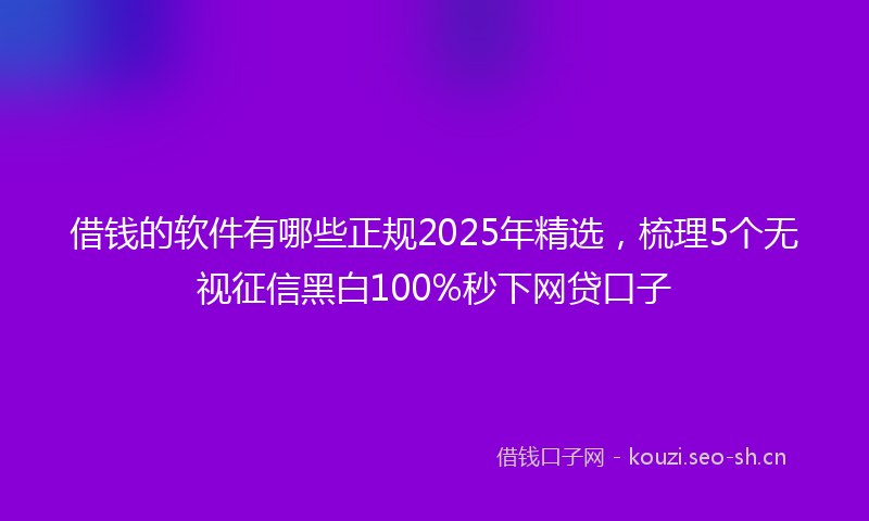 借钱的软件有哪些正规2025年精选,梳理5个无视征信黑白100%秒下网贷口子