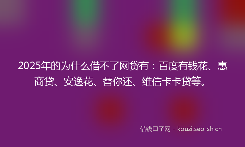 2025年的为什么借不了网贷有：百度有钱花、惠商贷、安逸花、替你还、维信卡卡贷等。