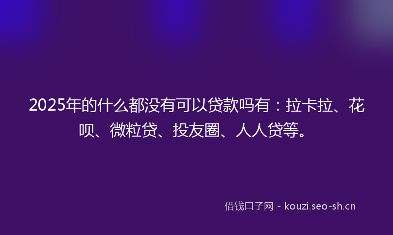 2025年的什么都没有可以贷款吗有：拉卡拉、花呗、微粒贷、投友圈、人人贷等。