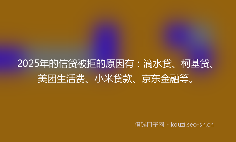 2025年的信贷被拒的原因有：滴水贷、柯基贷、美团生活费、小米贷款、京东金融等。