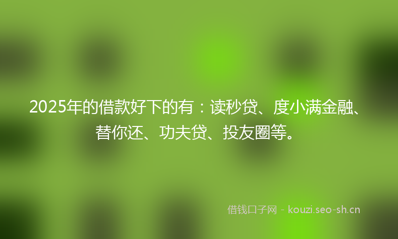 2025年的借款好下的有：读秒贷、度小满金融、替你还、功夫贷、投友圈等。