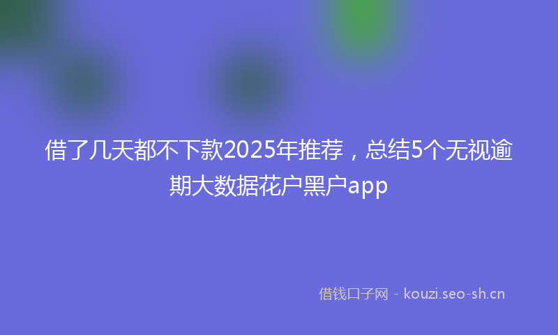 借了几天都不下款2025年推荐，总结5个无视逾期大数据花户黑户app