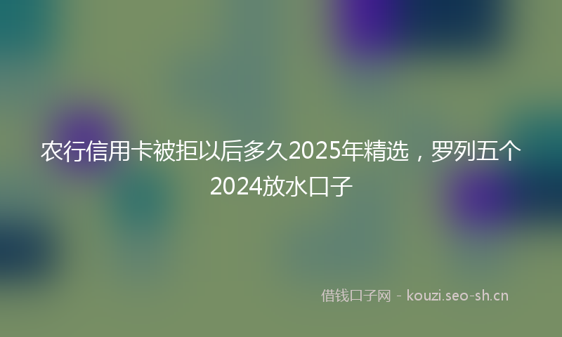 农行信用卡被拒以后多久2025年精选,罗列五个2024放水口子