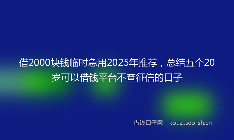借2000块钱临时急用2025年推荐,总结五个20岁可以借钱平台不查征信的口子