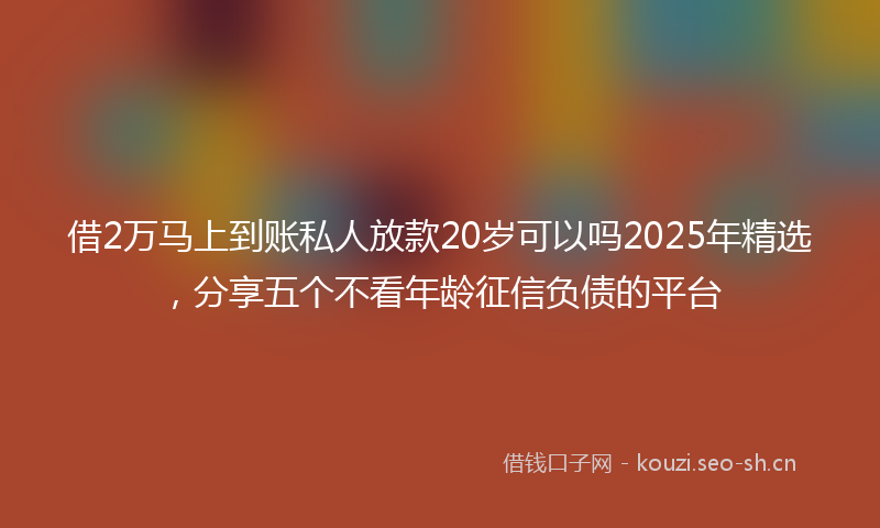 借2万马上到账私人放款20岁可以吗2025年精选，分享五个不看年龄征信负债的平台