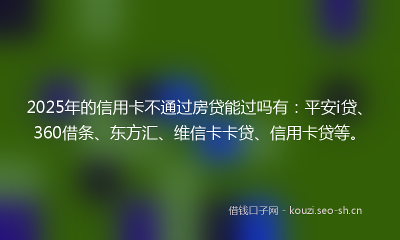 2025年的信用卡不通过房贷能过吗有:平安i贷、360借条、东方汇、维信卡卡贷、信用卡贷等。