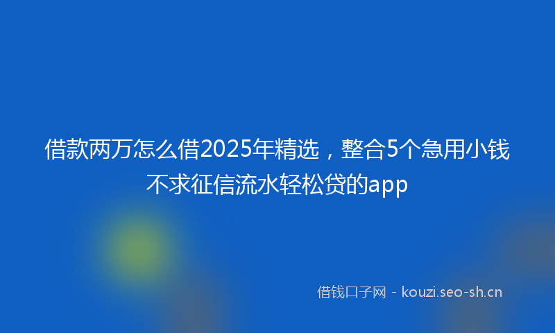 借款两万怎么借2025年精选，整合5个急用小钱不求征信流水轻松贷的app