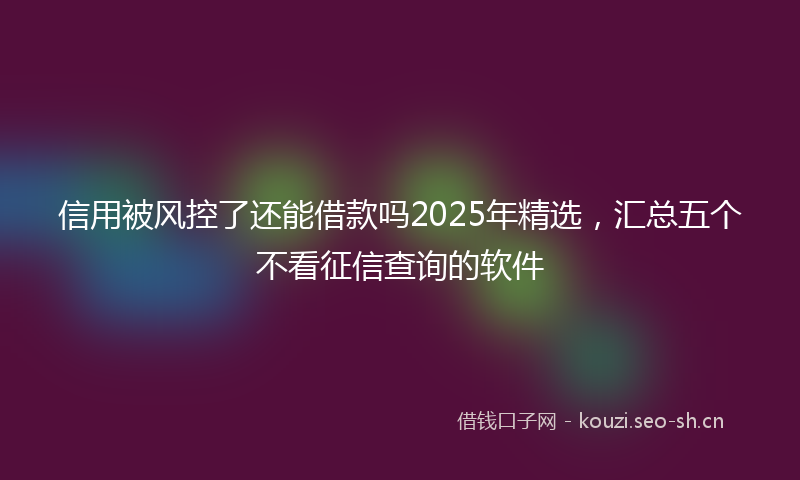 信用被风控了还能借款吗2025年精选，汇总五个不看征信查询的软件