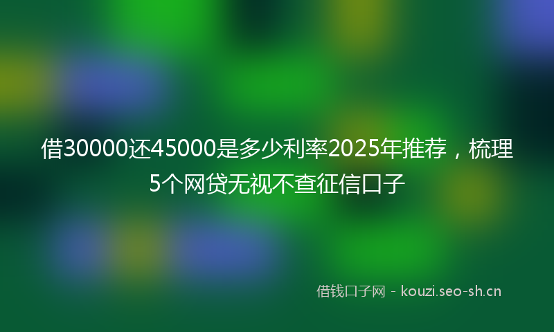 借30000还45000是多少利率2025年推荐，梳理5个网贷无视不查征信口子