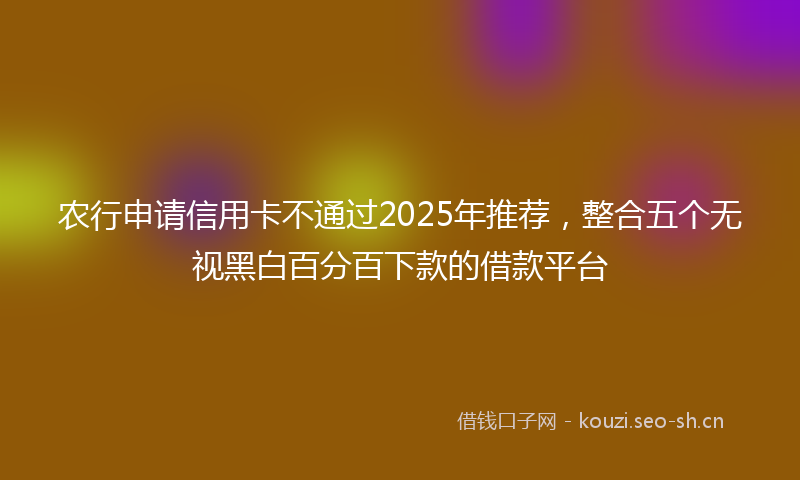 农行申请信用卡不通过2025年推荐,整合五个无视黑白百分百下款的借款平台