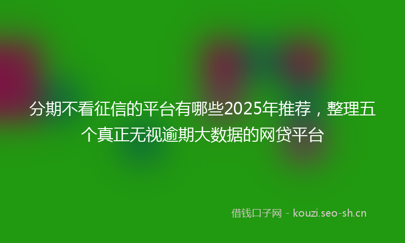 分期不看征信的平台有哪些2025年推荐,整理五个真正无视逾期大数据的网贷平台